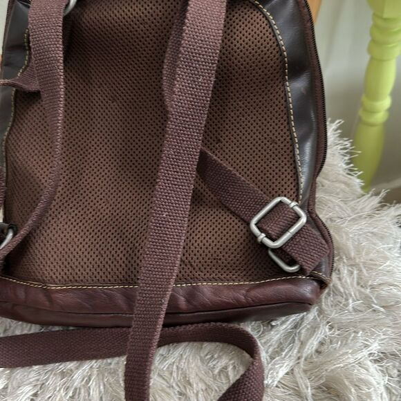 Jack Georges Voyager Convertible Distressed Backpack Crossbody Bag Brn Leather - Picture 10 of 17